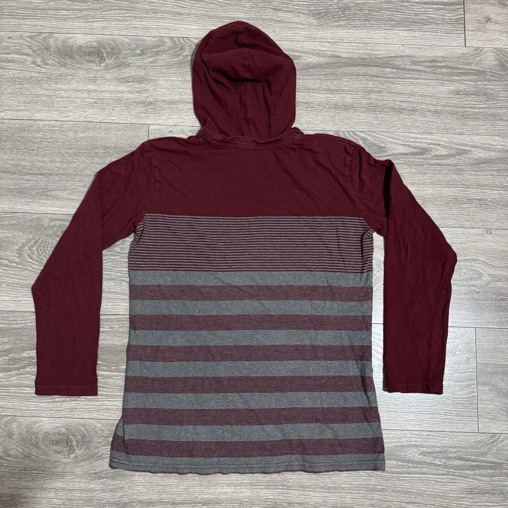 Place Big Boy Burgundy Stripped Long Sleeves‎ Hooded Pullover Shirt Size 16